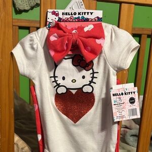Hello Kitty White Onesie with Red Heart and Bow